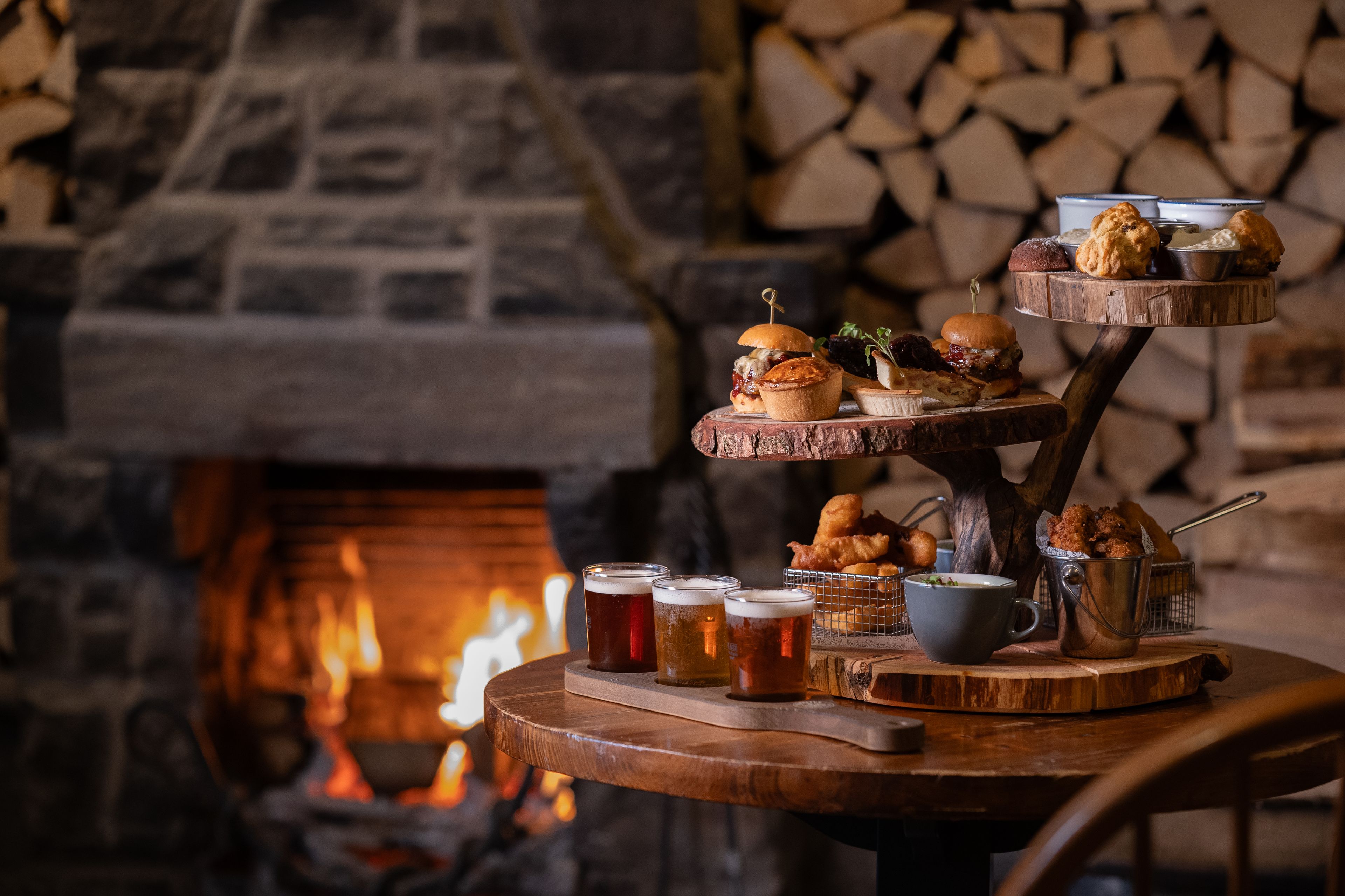 Lister Arms Afternoon tea in front of fire