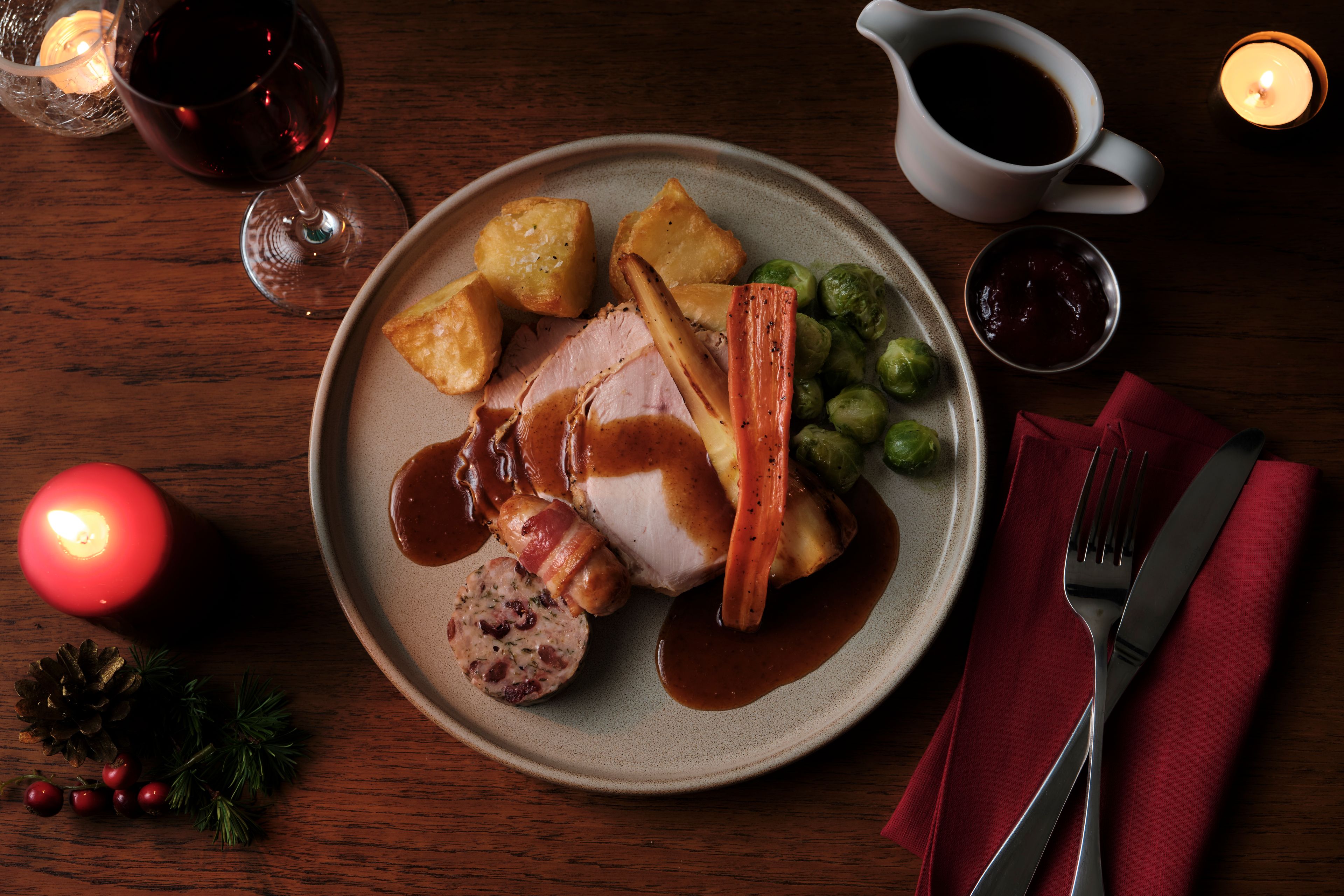 birdseye view of the festive turkey dish