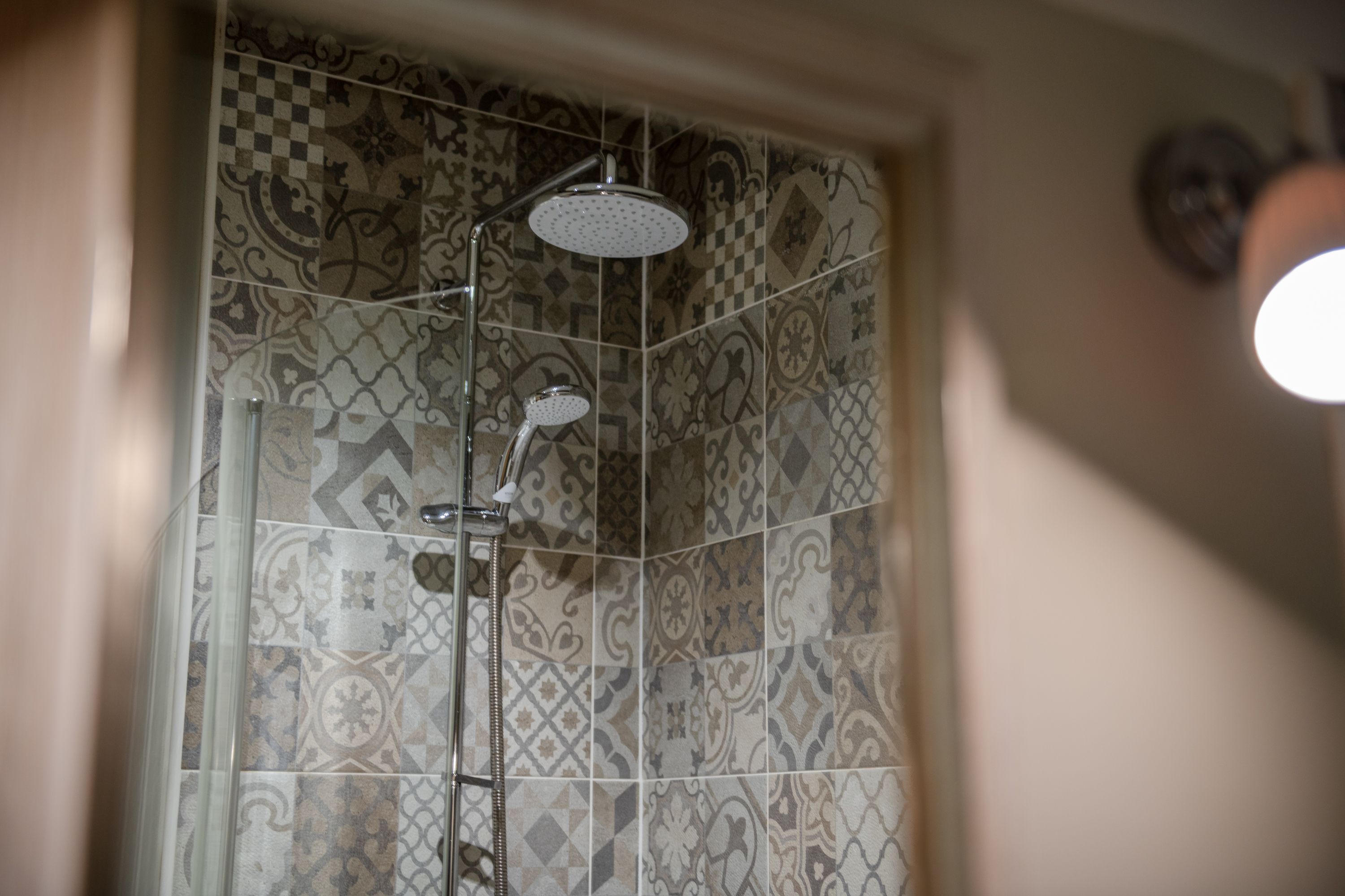 Shower with modern tiles