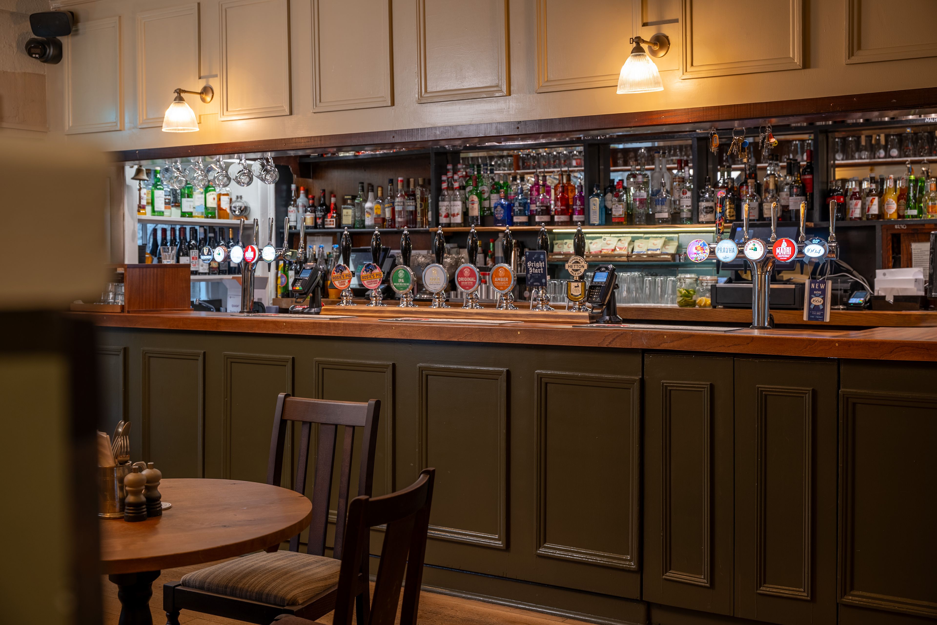 the bar at the lister arms serving thwaites ales