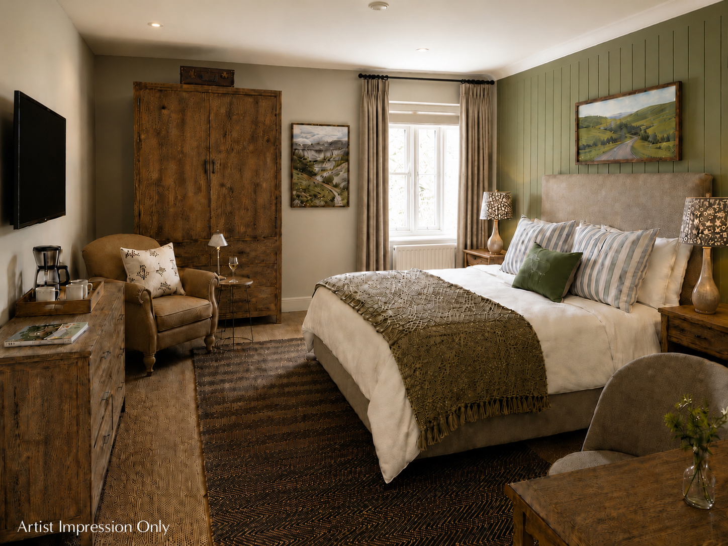 new farmhouse bedroom cgi, artist impression